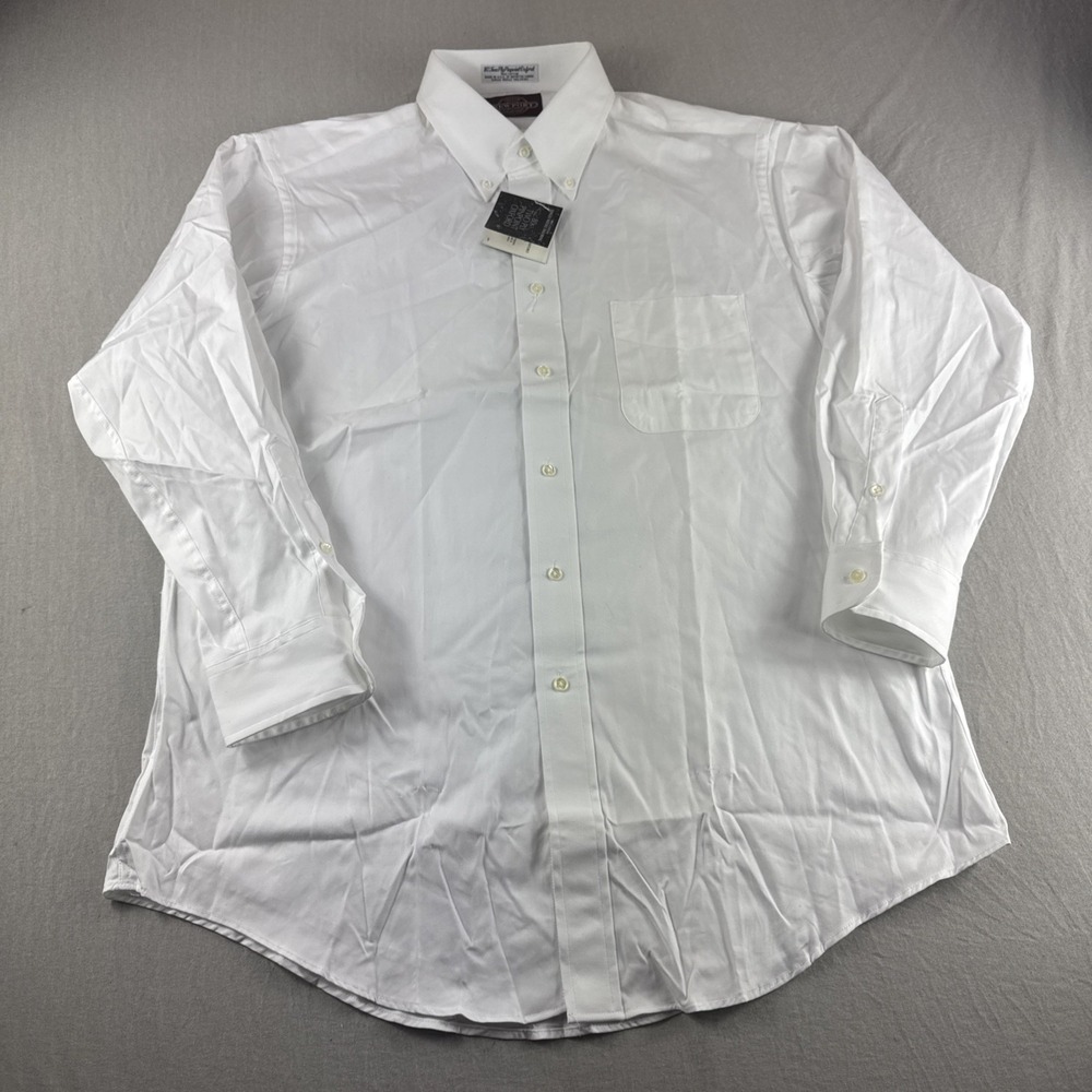 Vintage Newport 80s Two Ply Pinpoint Oxford Men 16.5 White Made in USA Shirt NEW